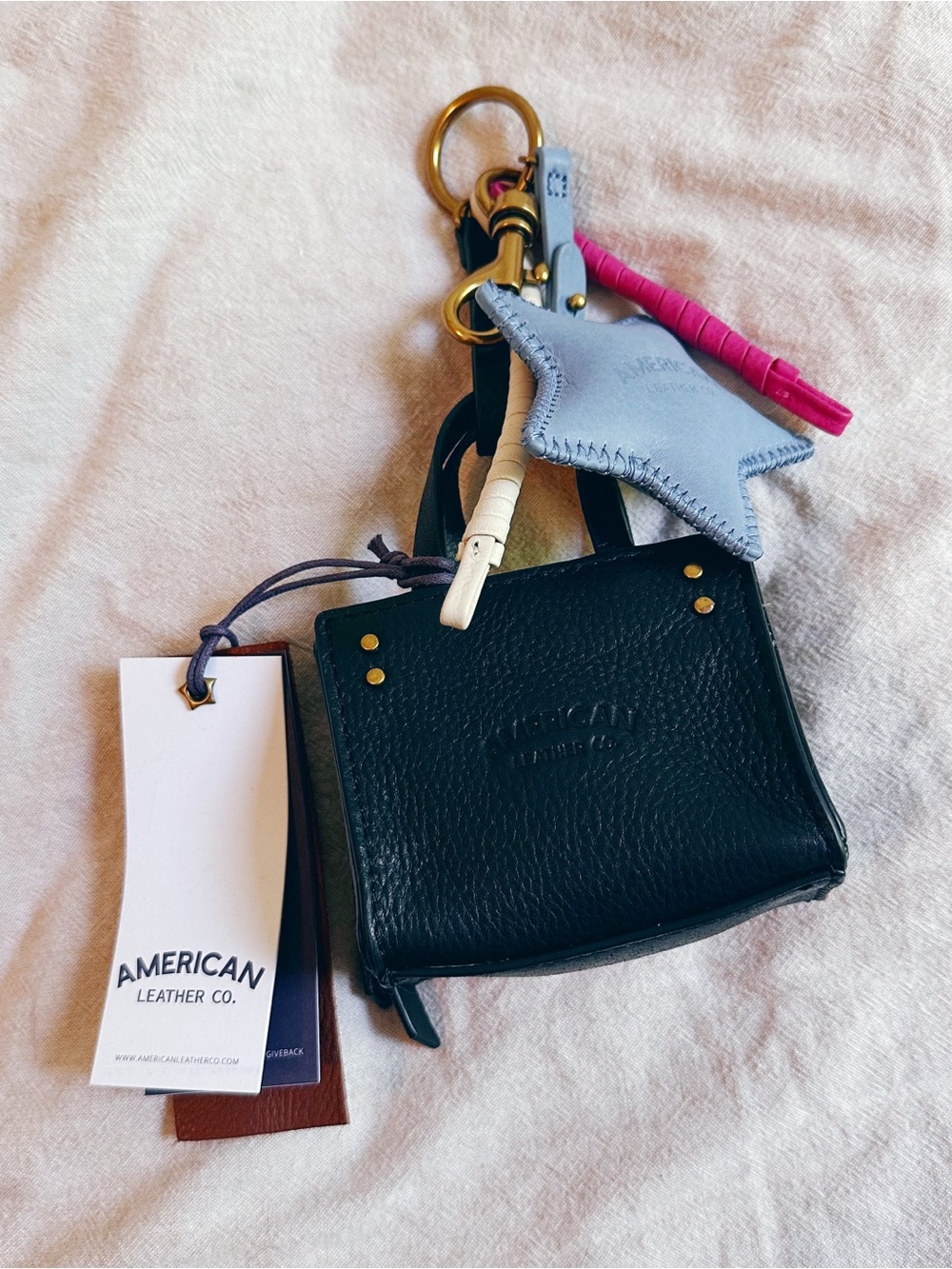 New NWT American Leather Co Charms set purse keychain blue star tiny bag cute - Picture 6 of 10